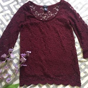 Maroon embroidery floral pattern